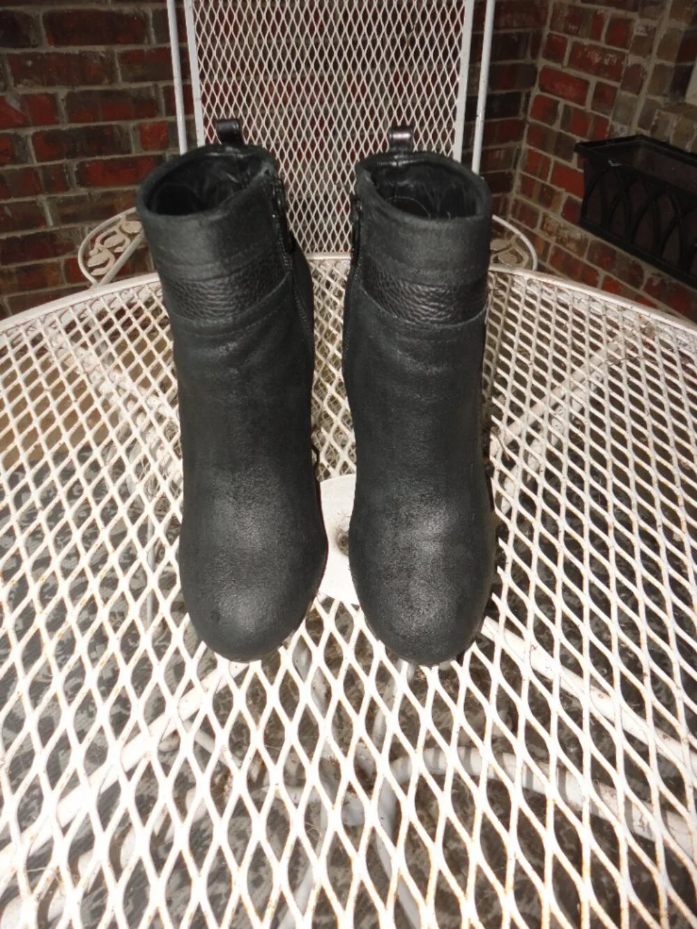 TORY BURCH Black Leather Distressed Chunky Heel Ankle Boots Size 6